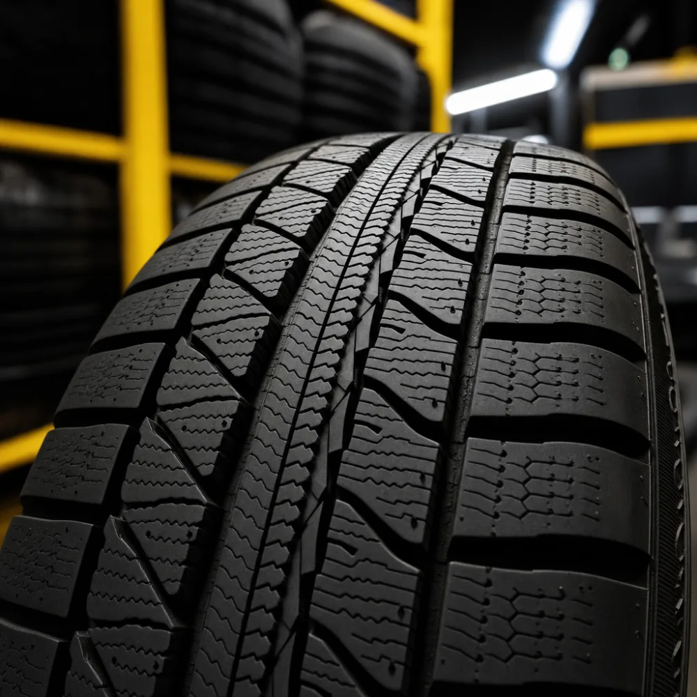 All-season tire tread detail in the Tread & True bay